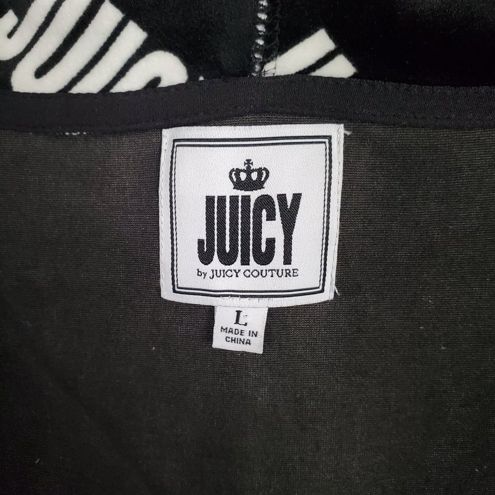 Juicy Couture Size L Jumpsuit Hoodie Velour Jogger Zip Up Pockets Logo Print Y2K - Picture 5 of 15